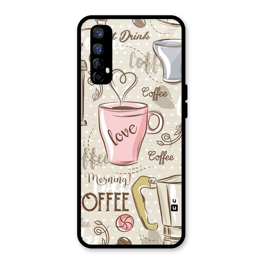Love Coffee Design Glass Back Case for Realme 7