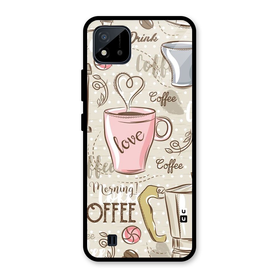 Love Coffee Design Glass Back Case for Realme C11 2021