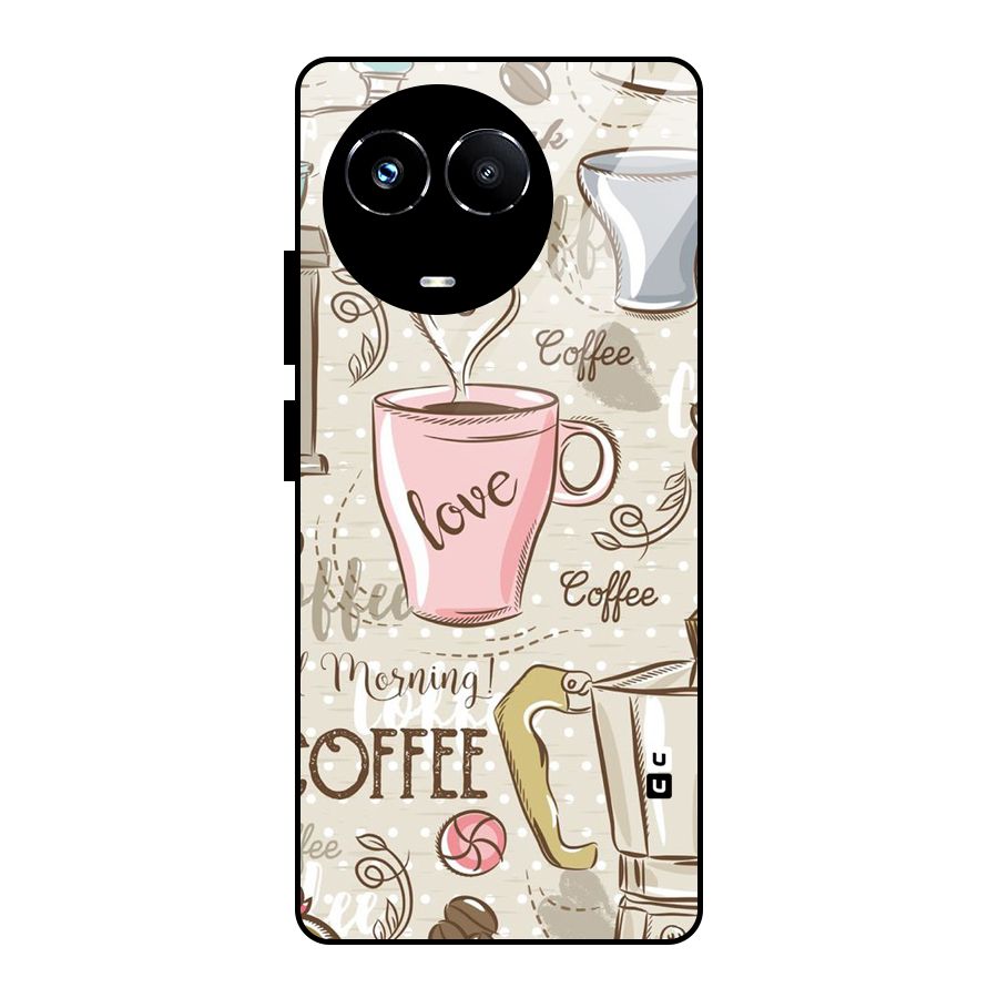 Love Coffee Design Glass Back Case for Realme Narzo 60X