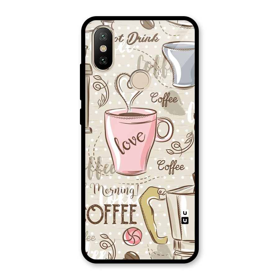 Love Coffee Design Glass Back Case for Redmi A2