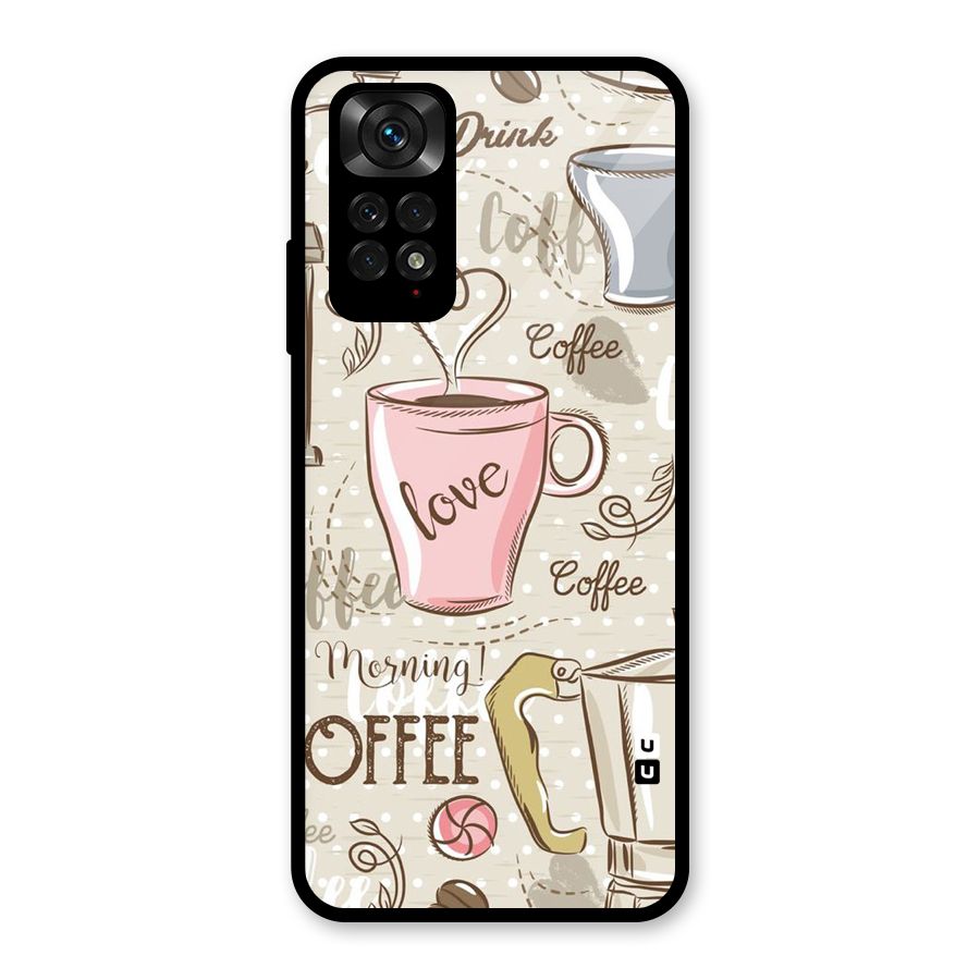 Love Coffee Design Glass Back Case for Redmi Note 11S