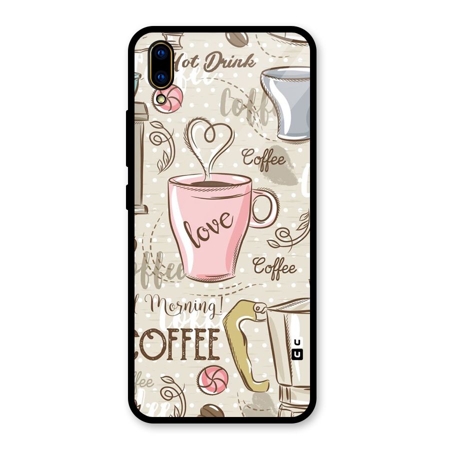 Love Coffee Design Glass Back Case for Vivo V11 Pro