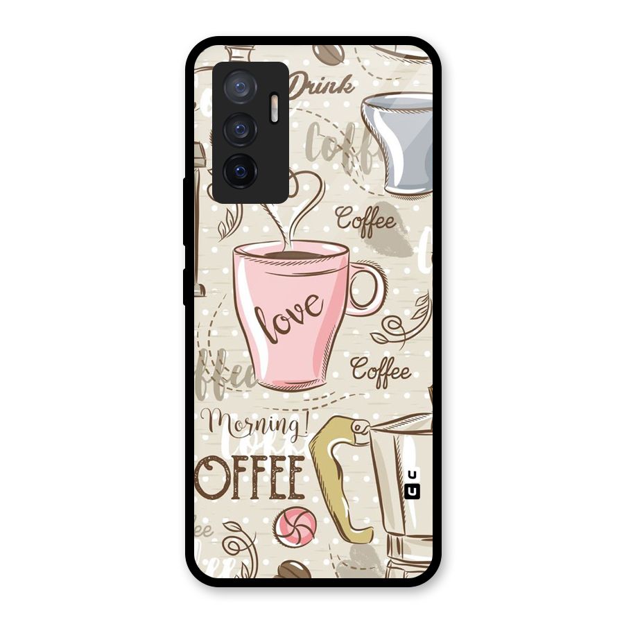 Love Coffee Design Glass Back Case for Vivo V23e
