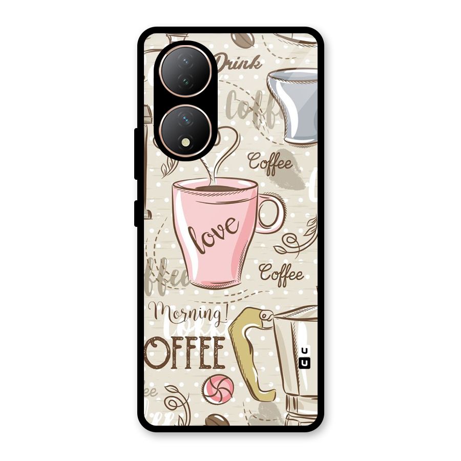 Love Coffee Design Glass Back Case for Vivo Y100A