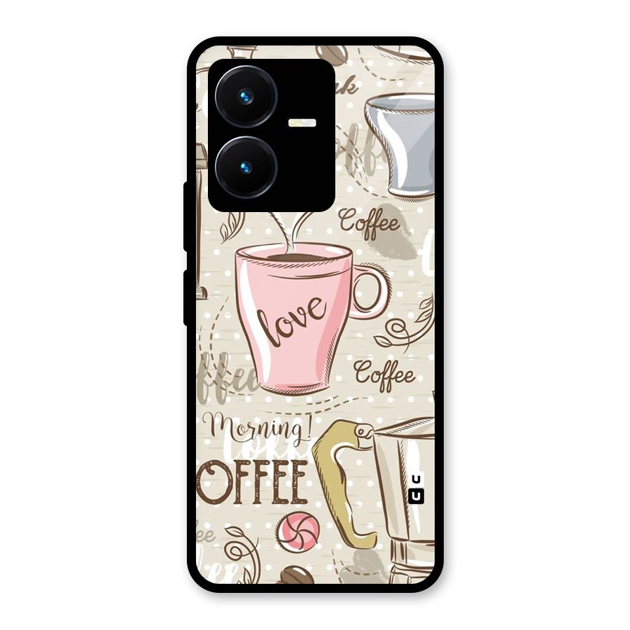 Love Coffee Design Glass Back Case for Vivo Y22s