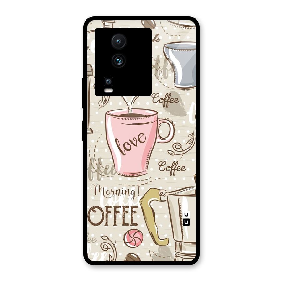 Love Coffee Design Glass Back Case for Vivo iQOO Neo 7