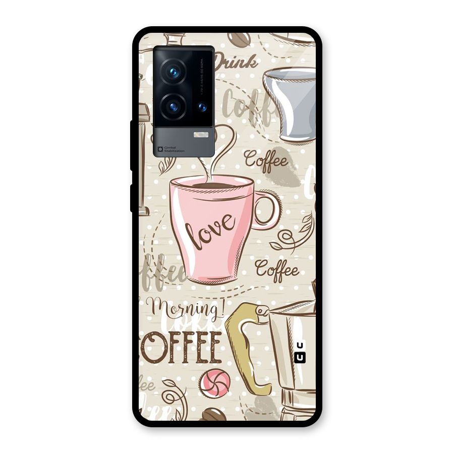 Love Coffee Design Glass Back Case for iQOO 9 5G