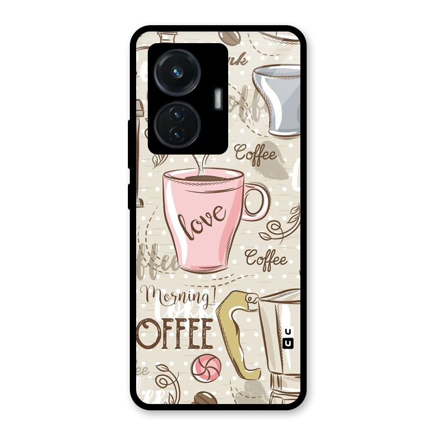 Love Coffee Design Glass Back Case for iQOO Z6 44W