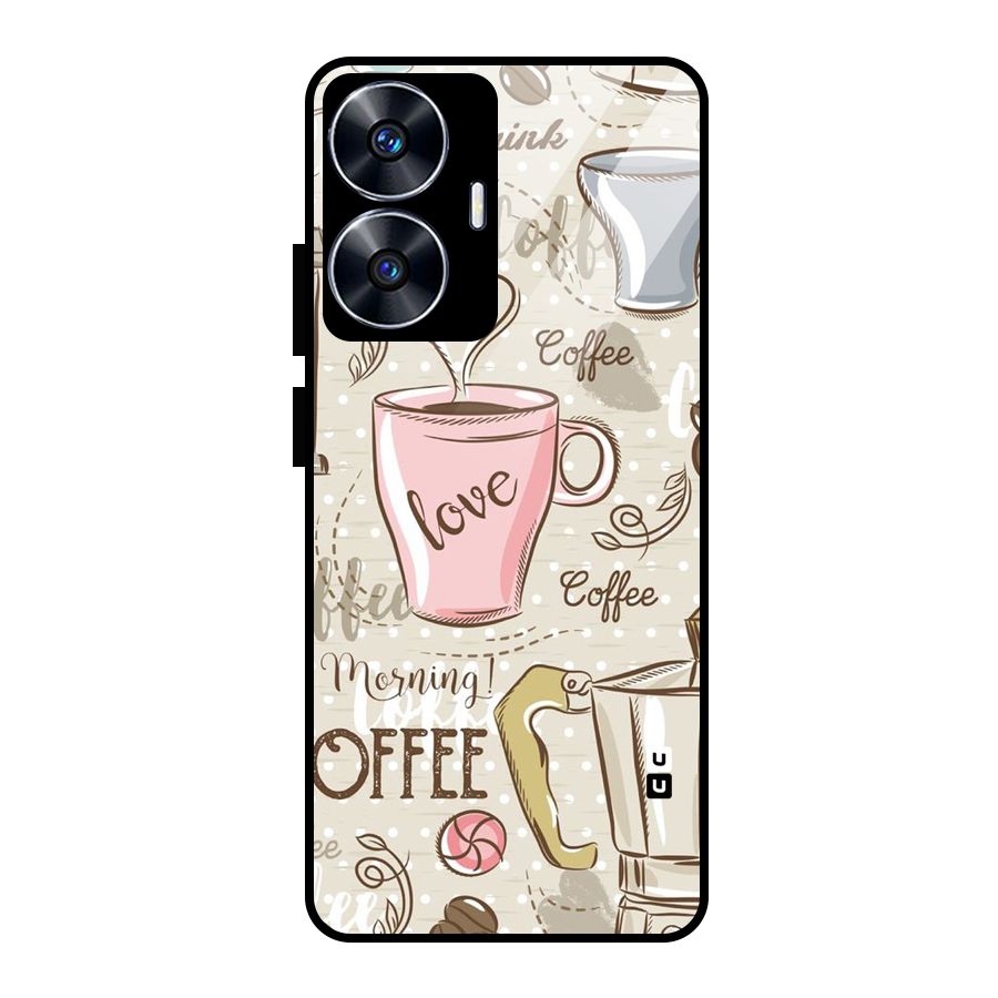 Love Coffee Design Glass Back Case for realme C55