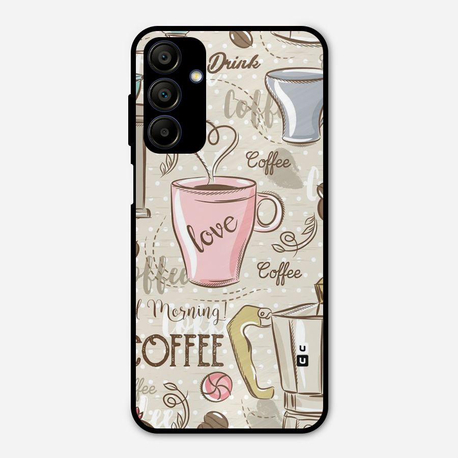 Love Coffee Design Metal Back Case for Galaxy A15 5G