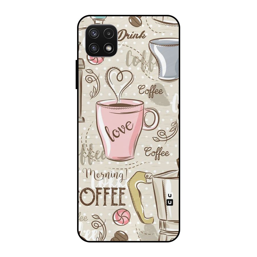 Love Coffee Design Metal Back Case for Galaxy A22 5G
