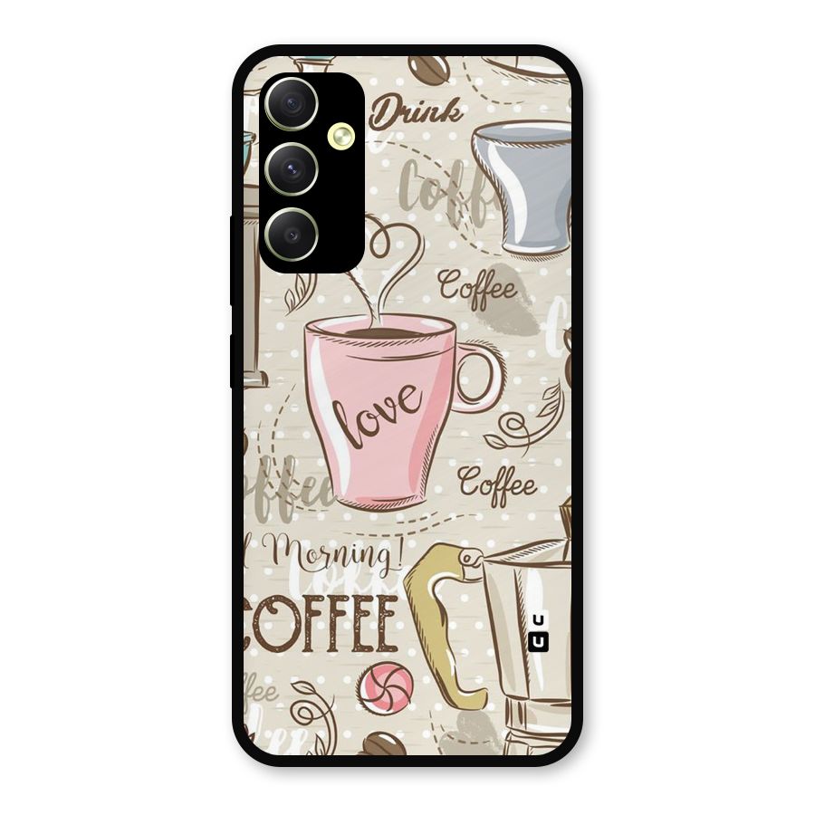 Love Coffee Design Metal Back Case for Galaxy A34