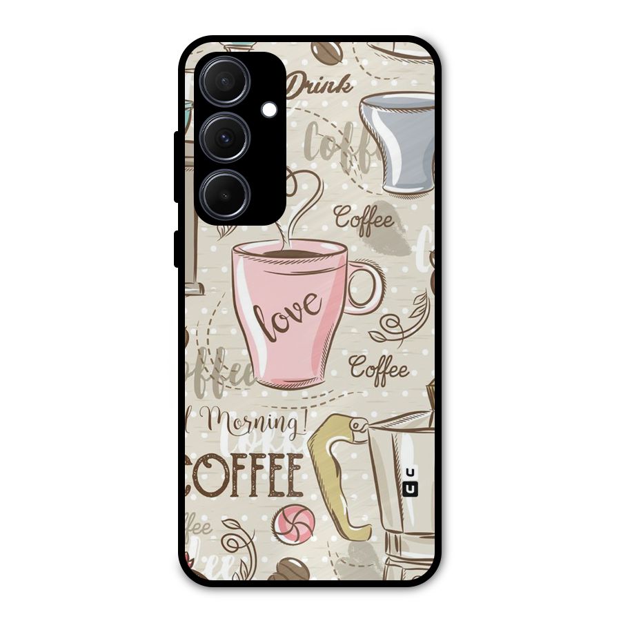 Love Coffee Design Metal Back Case for Galaxy A35