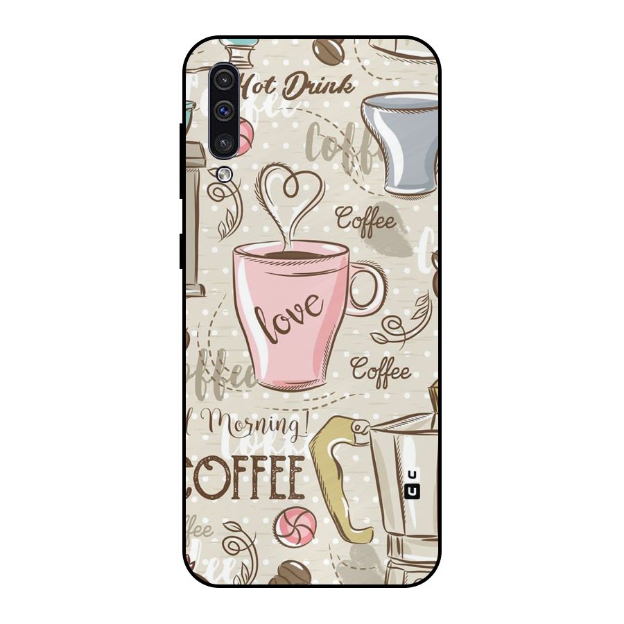 Love Coffee Design Metal Back Case for Galaxy A50