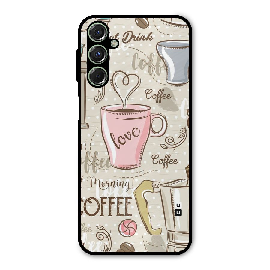 Love Coffee Design Metal Back Case for Galaxy F34