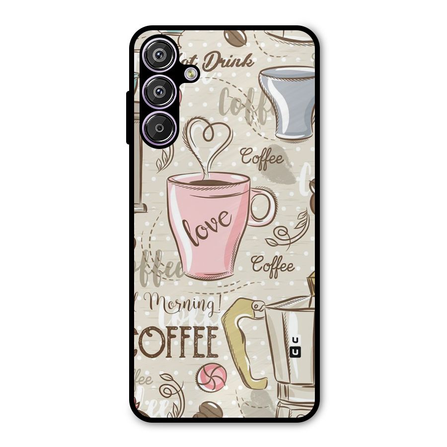 Love Coffee Design Metal Back Case for Galaxy M15
