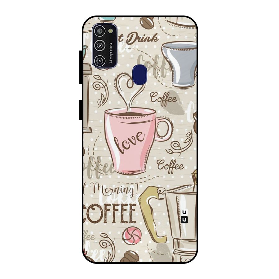 Love Coffee Design Metal Back Case for Galaxy M21