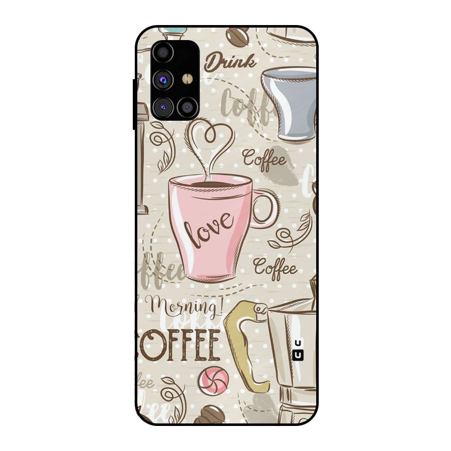 Love Coffee Design Metal Back Case for Galaxy M31s