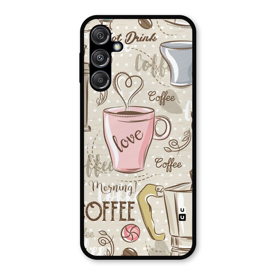 Love Coffee Design Metal Back Case for Galaxy M34 5G