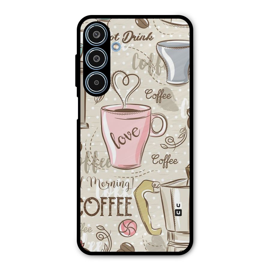 Love Coffee Design Metal Back Case for Galaxy M35