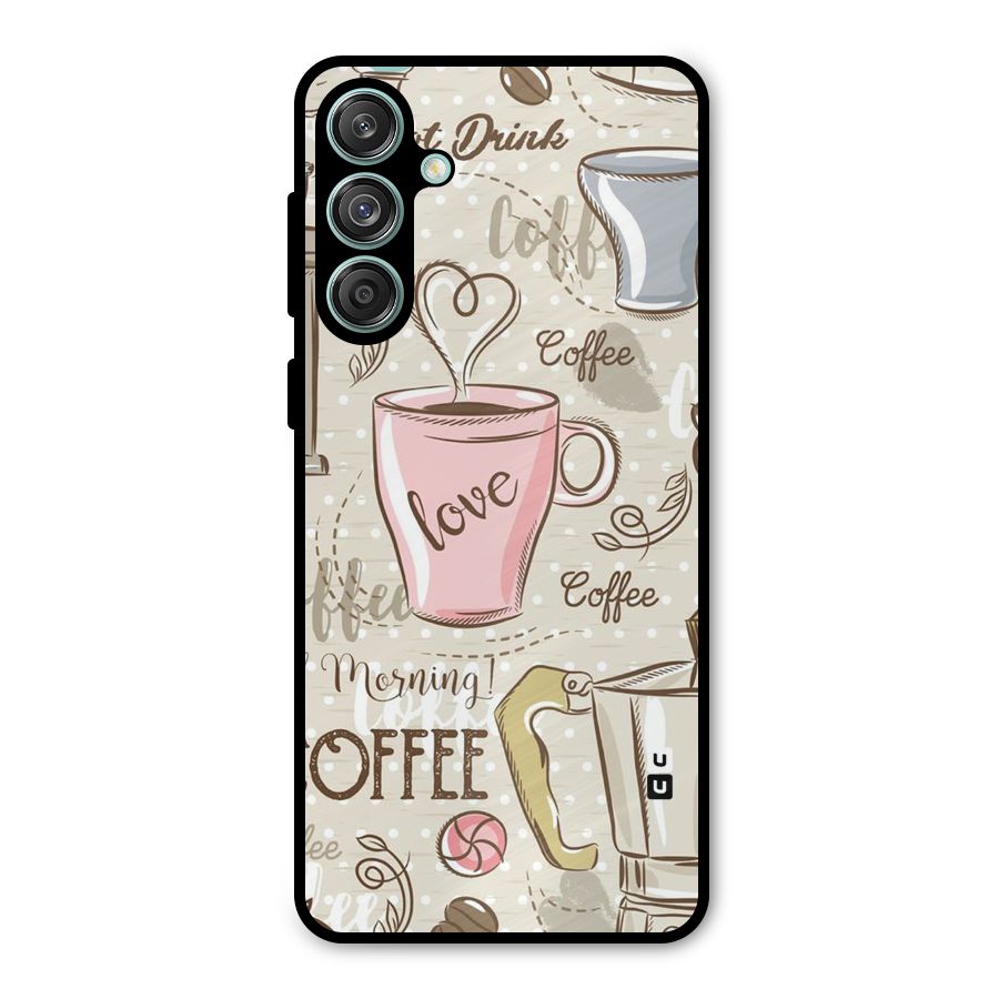 Love Coffee Design Metal Back Case for Galaxy M55 5G