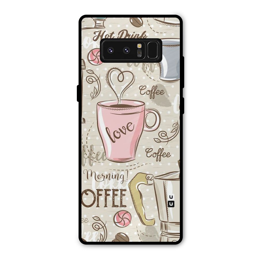Love Coffee Design Metal Back Case for Galaxy Note 8