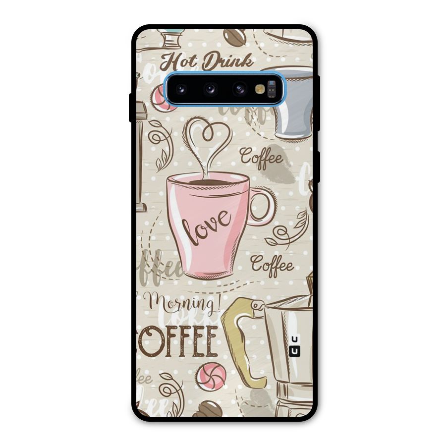 Love Coffee Design Metal Back Case for Galaxy S10