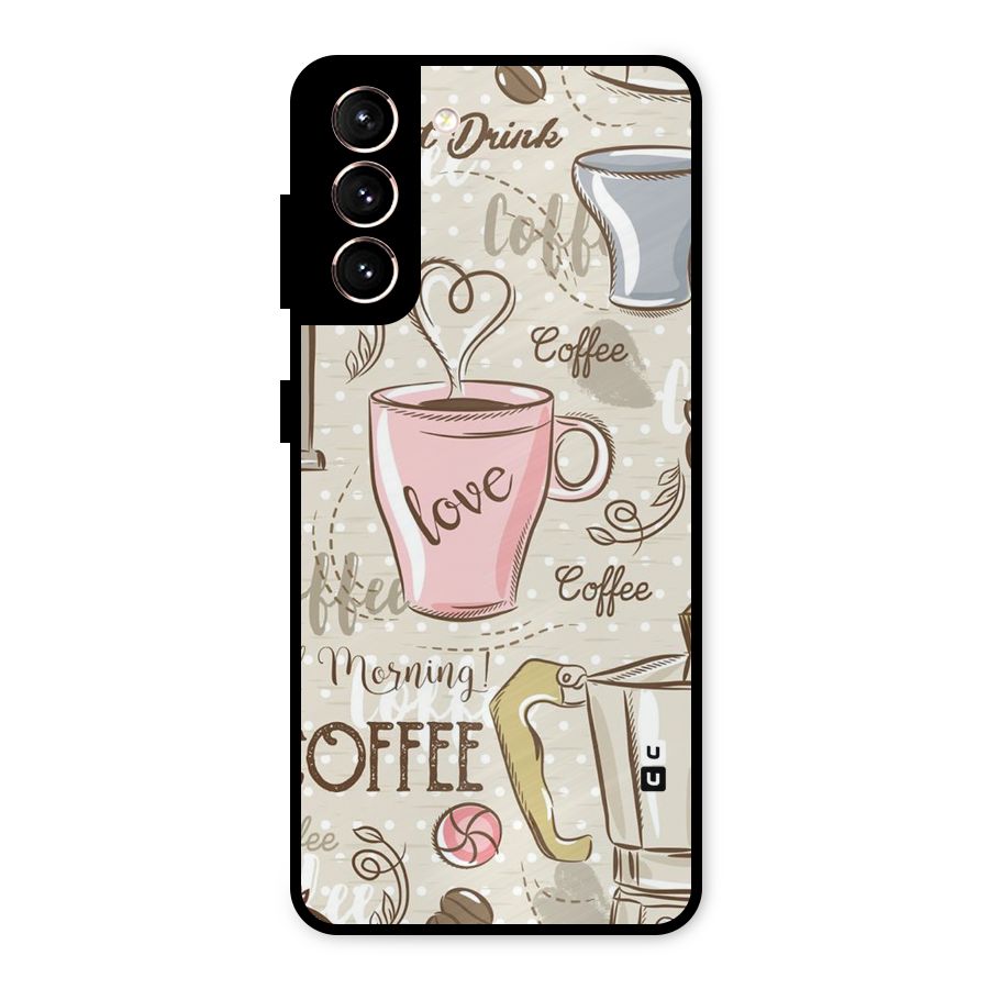 Love Coffee Design Metal Back Case for Galaxy S21 5G