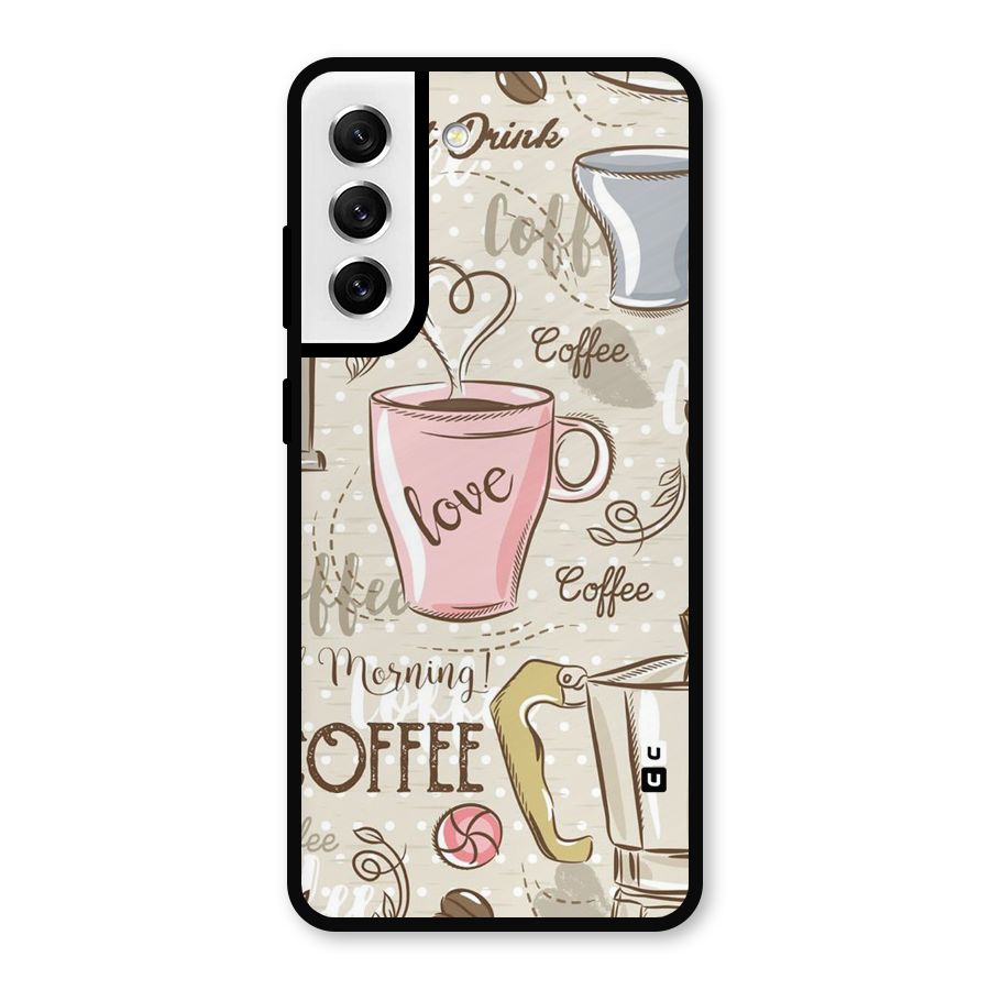 Love Coffee Design Metal Back Case for Galaxy S21 FE 5G