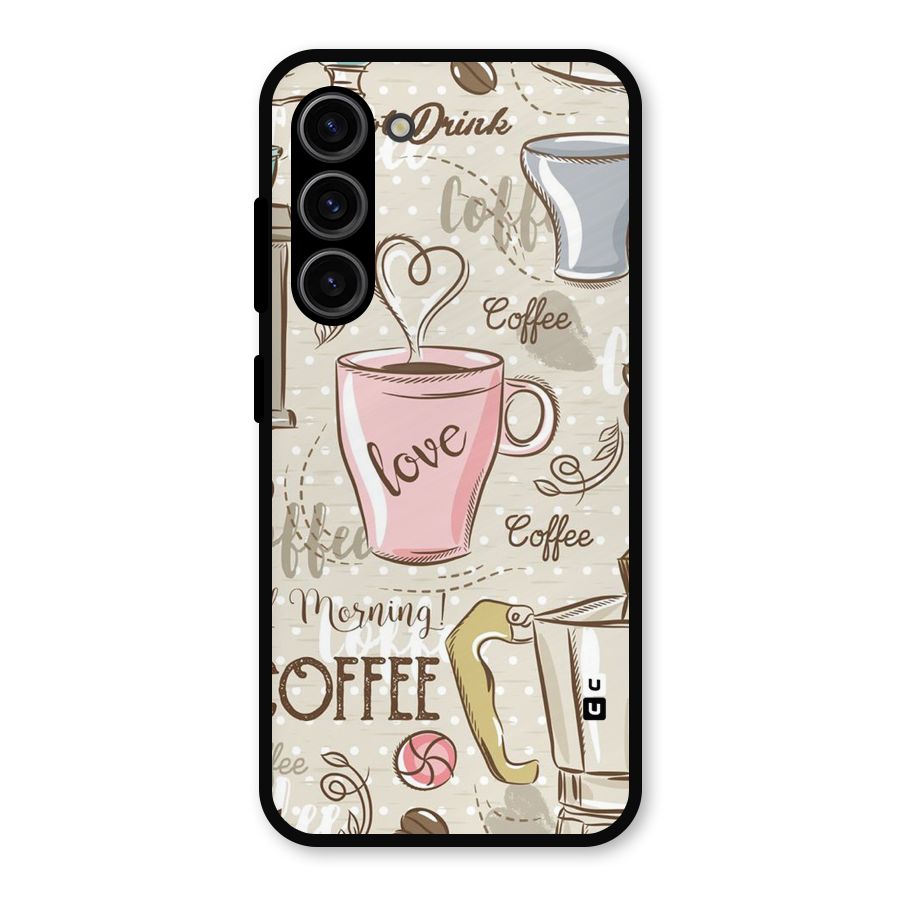 Love Coffee Design Metal Back Case for Galaxy S23