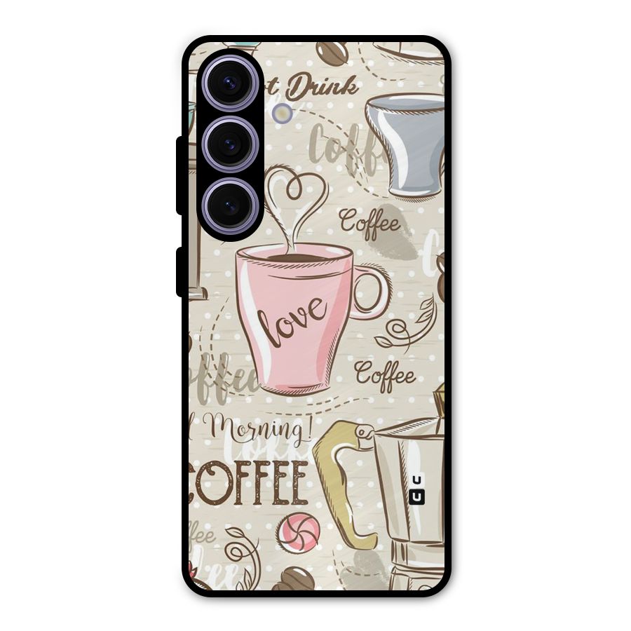 Love Coffee Design Metal Back Case for Galaxy S24