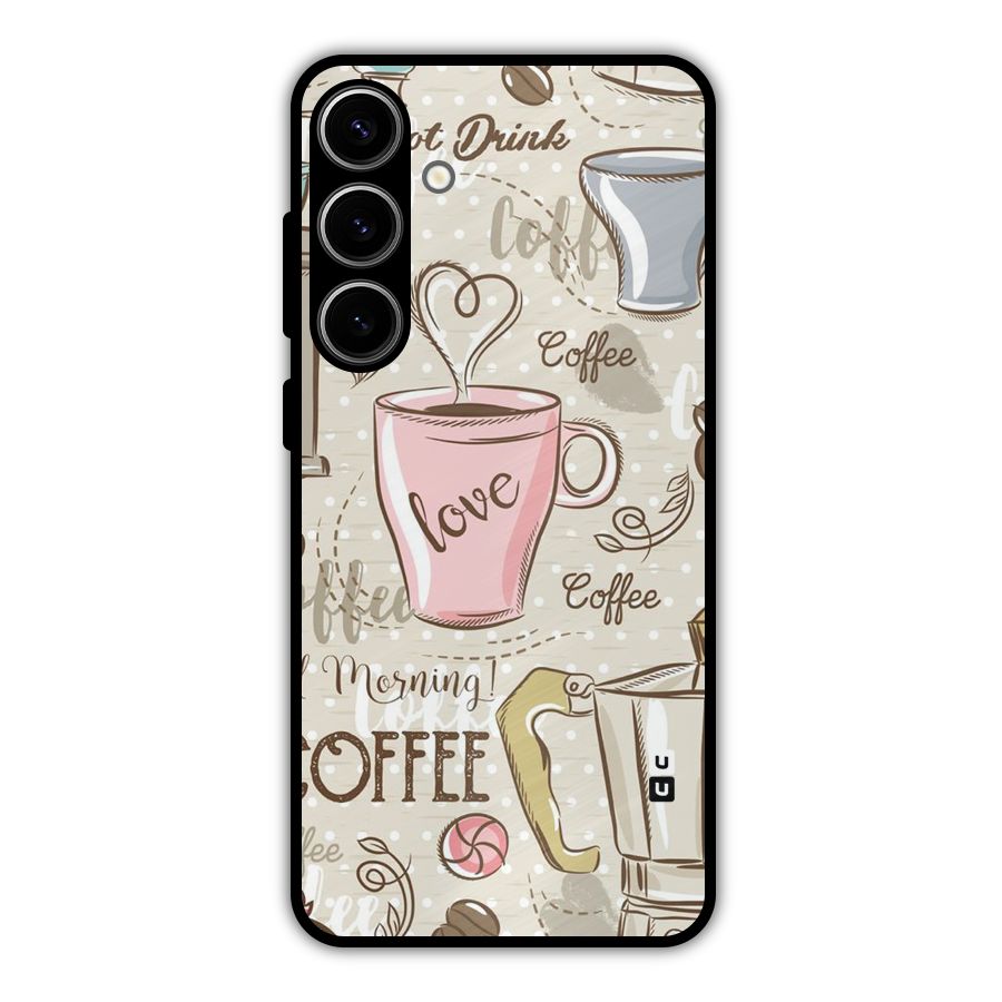 Love Coffee Design Metal Back Case for Galaxy S24 Plus