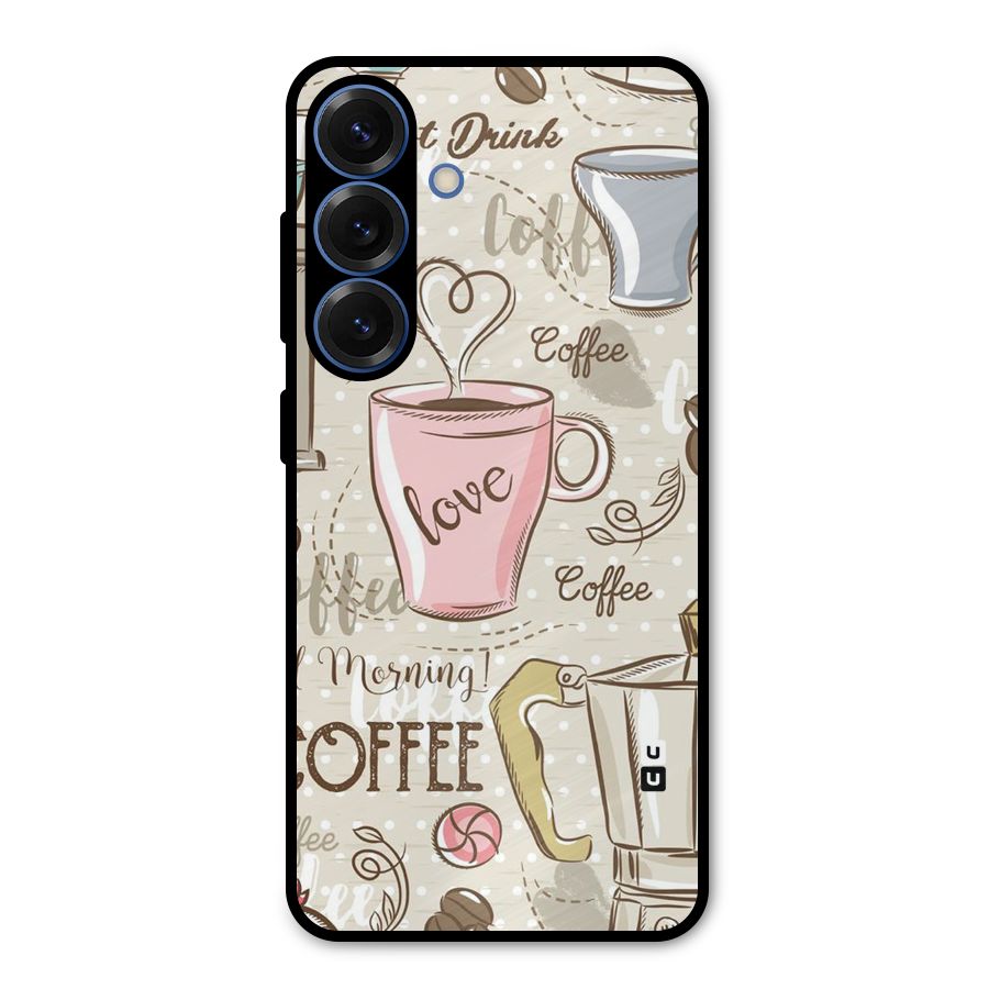 Love Coffee Design Metal Back Case for Galaxy S25