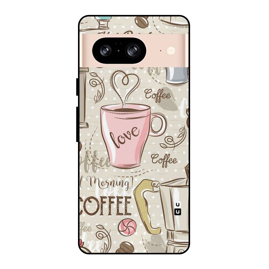 Love Coffee Design Metal Back Case for Google Pixel 8