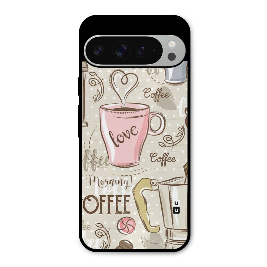Love Coffee Design Metal Back Case for Google Pixel 9 Pro XL