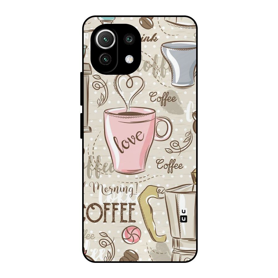 Love Coffee Design Metal Back Case for Mi 11 Lite NE 5G
