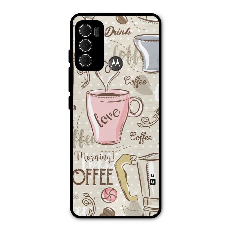 Love Coffee Design Metal Back Case for Moto G60