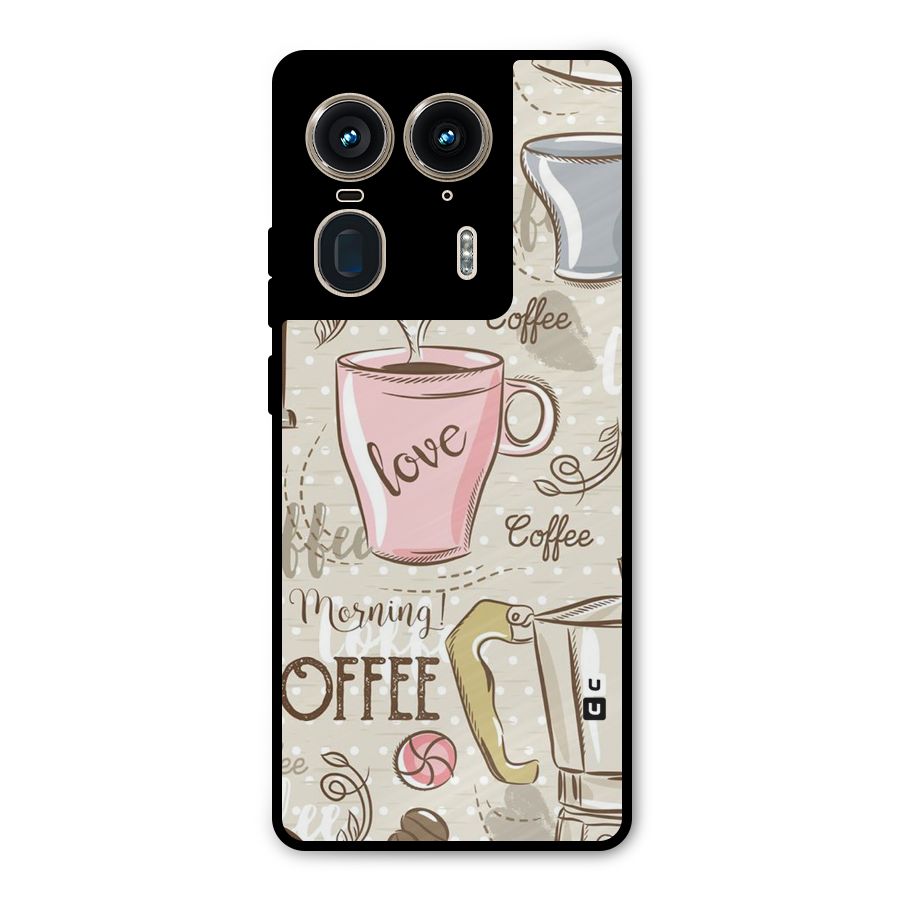 Love Coffee Design Metal Back Case for Motorola Edge 50 Ultra
