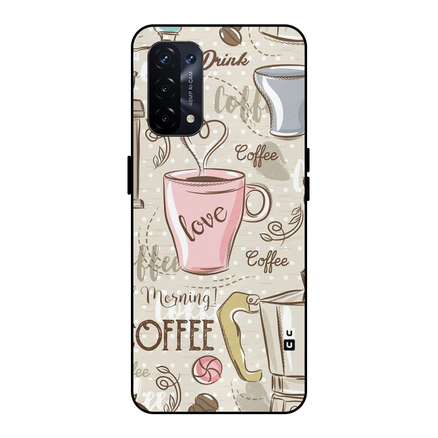 Love Coffee Design Metal Back Case for Oppo A74 5G