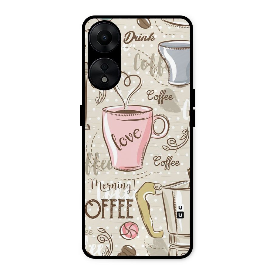 Love Coffee Design Metal Back Case for Oppo A78 5G