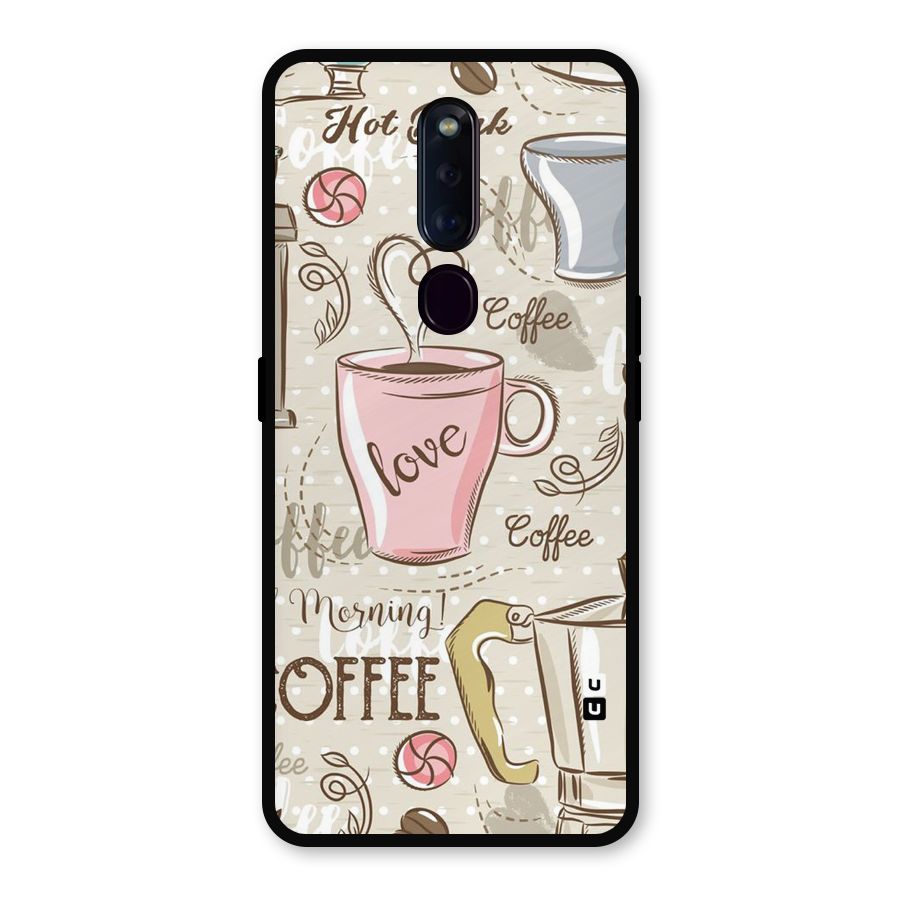 Love Coffee Design Metal Back Case for Oppo F11 Pro