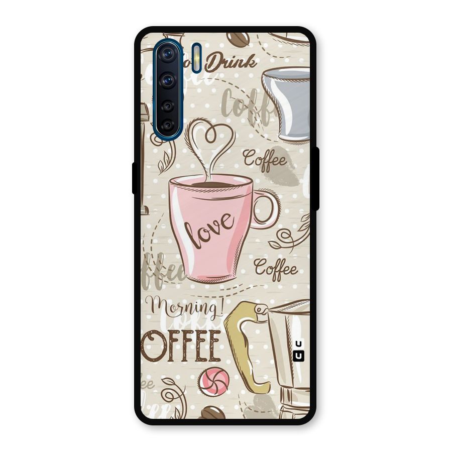 Love Coffee Design Metal Back Case for Oppo F15