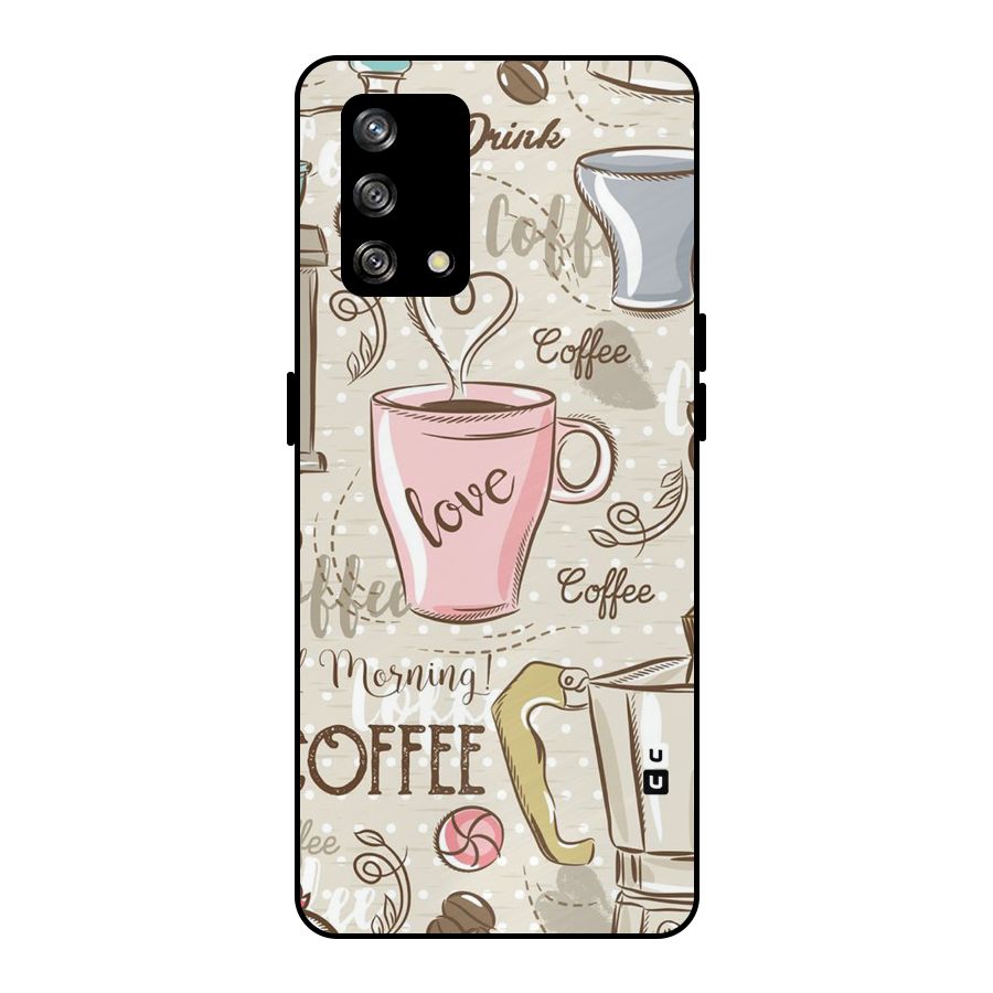 Love Coffee Design Metal Back Case for Oppo F19