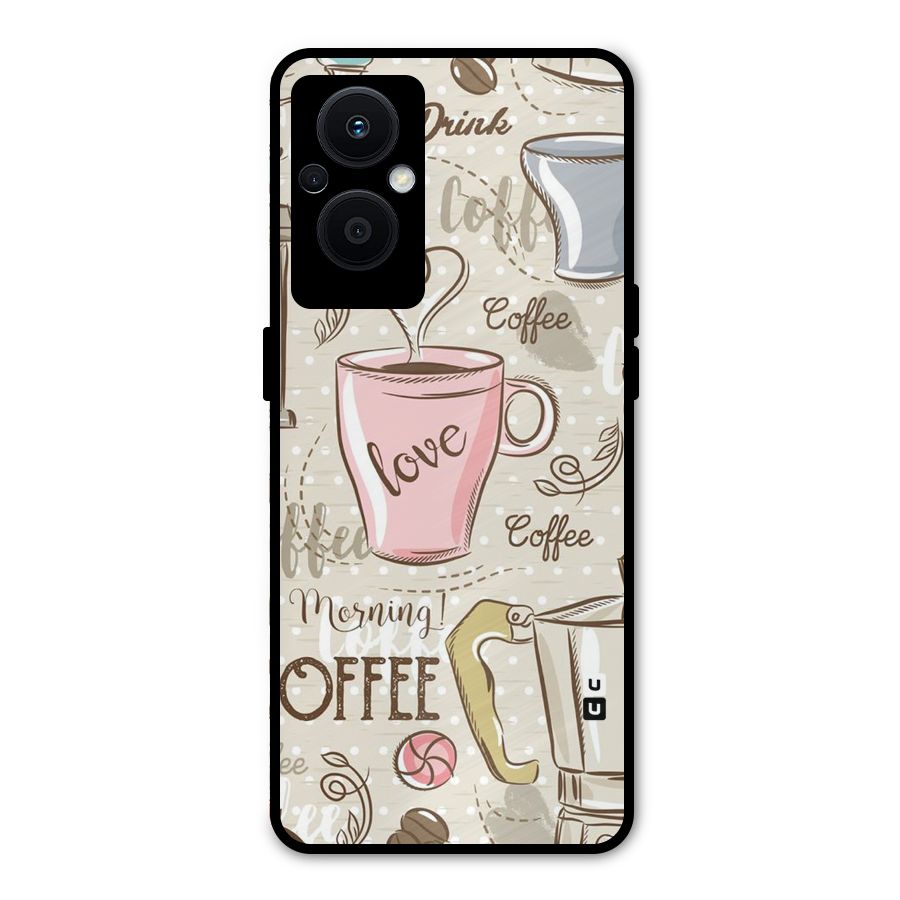 Love Coffee Design Metal Back Case for Oppo F21s Pro 5G