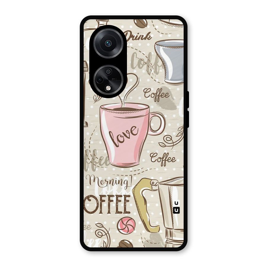 Love Coffee Design Metal Back Case for Oppo F23