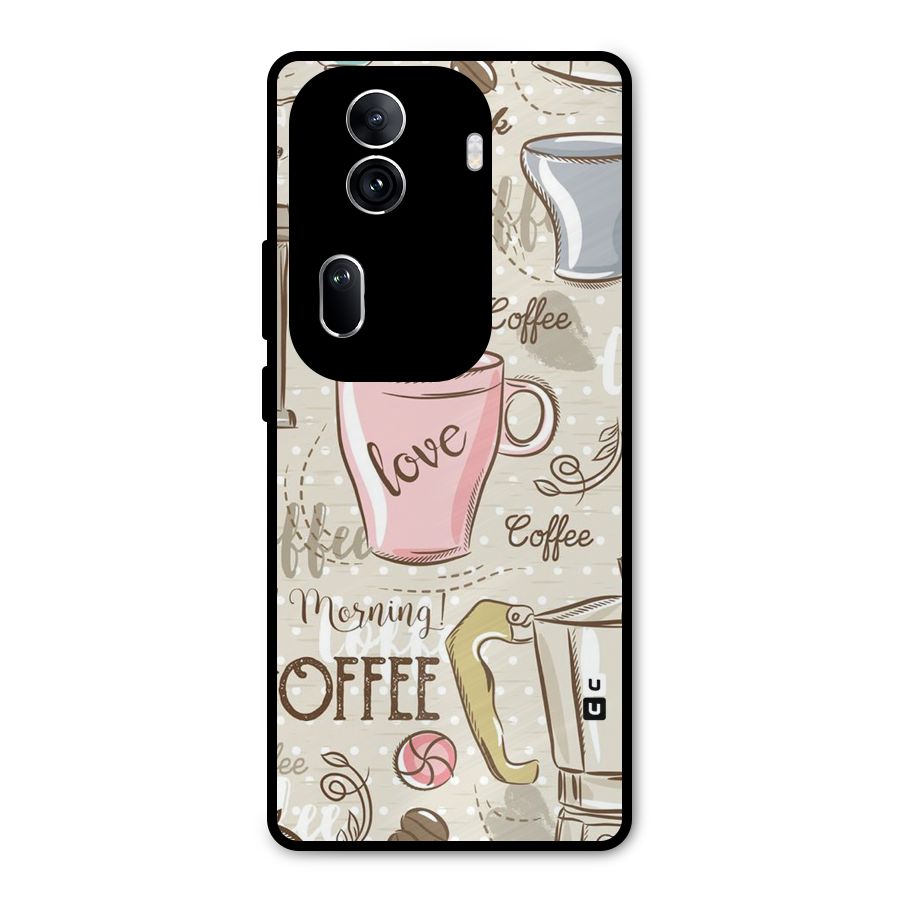 Love Coffee Design Metal Back Case for Oppo Reno11 Pro 5G