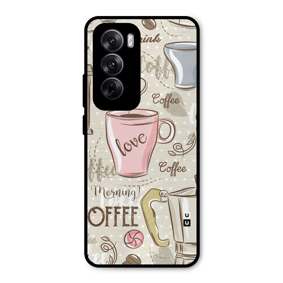 Love Coffee Design Metal Back Case for Oppo Reno12