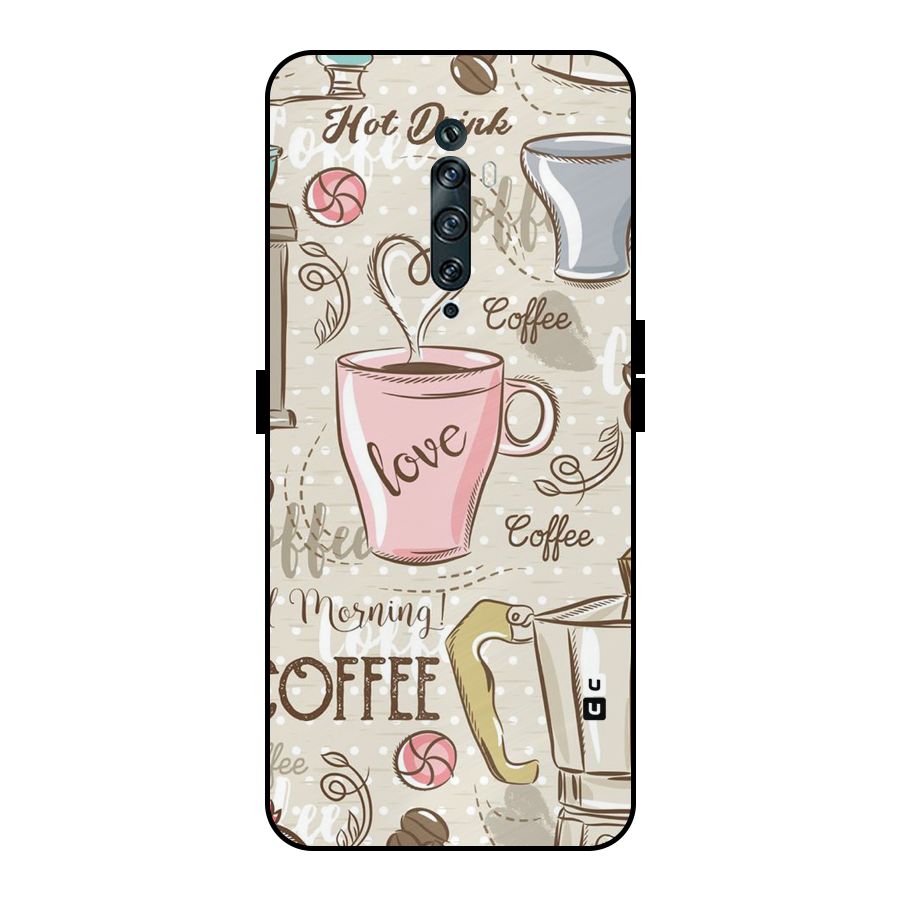 Love Coffee Design Metal Back Case for Oppo Reno2 F