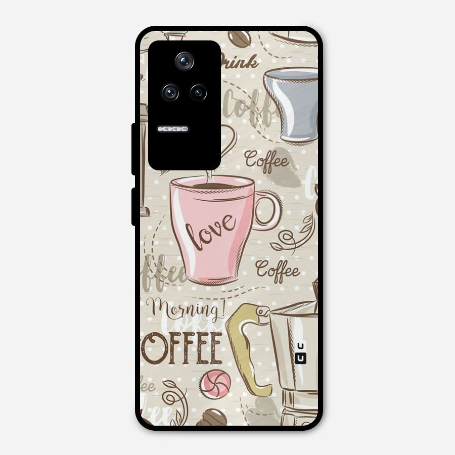 Love Coffee Design Metal Back Case for Poco F4 5G