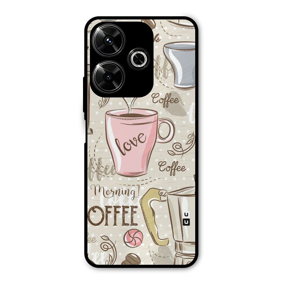 Love Coffee Design Metal Back Case for Poco M6 Plus